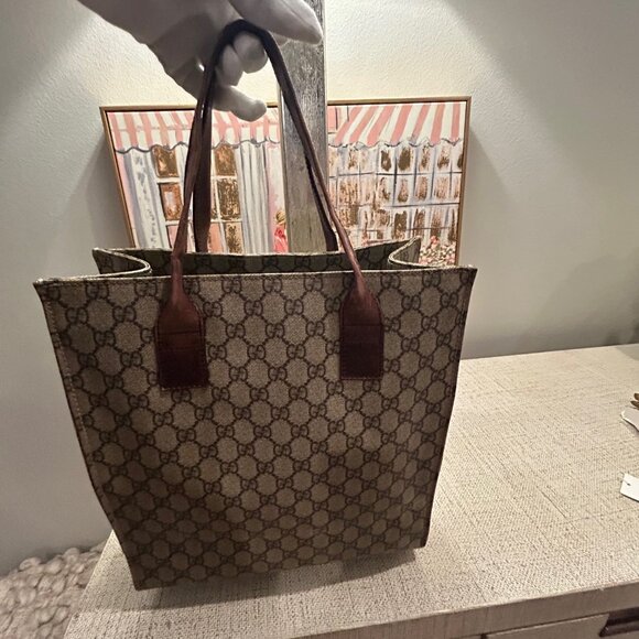 Gucci Canvas & Leather Vintage Monogram Tote - Picture 3 of 12